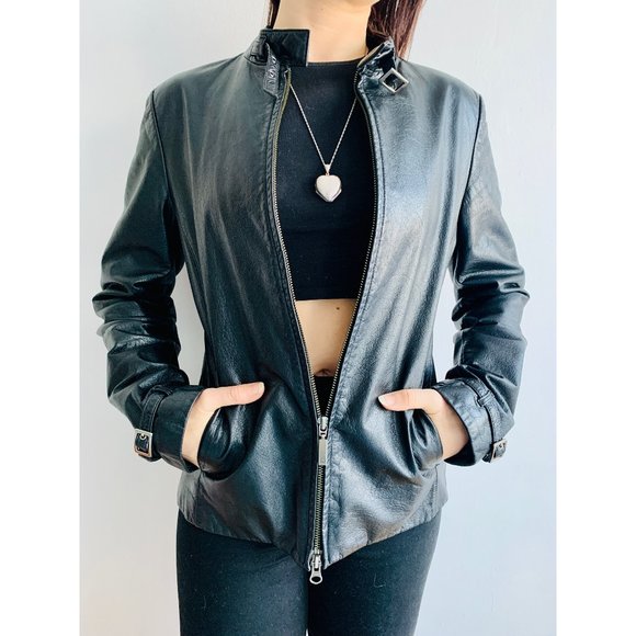Danier Black Leather Jacket- Bomber - Picture 2 of 10